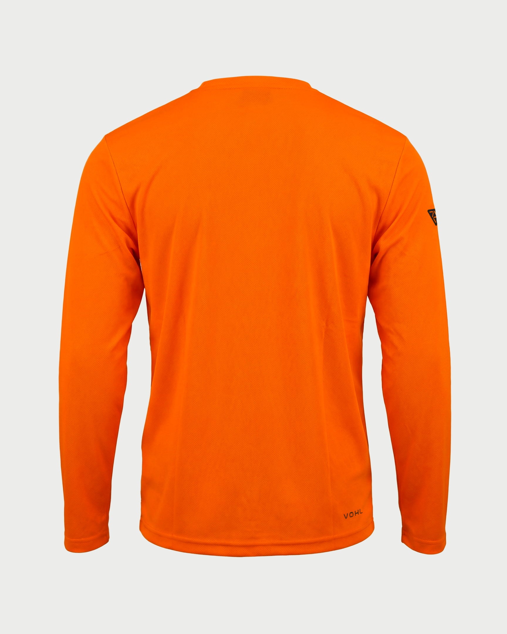 Vohl Hi Vis Long Sleeve T-Shirt – Safety Orange – SKU HV-LS-200, back view with full long sleeve coverage  | color:safety-orange