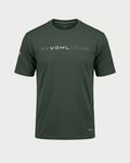 Men’s short sleeve graphic T-shirt in Deep Forest Green with reVOHLution chest print, front view - SKU WW-RT-400 | color:deep-forest-green
