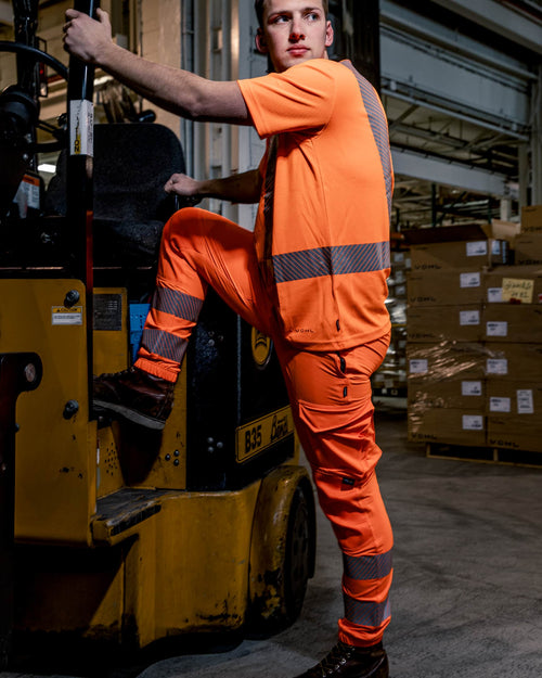 Vohl Hi Vis Jogger Pant – Safety Orange – SKU HV-JG-205, lifestyle | color:safety-orange