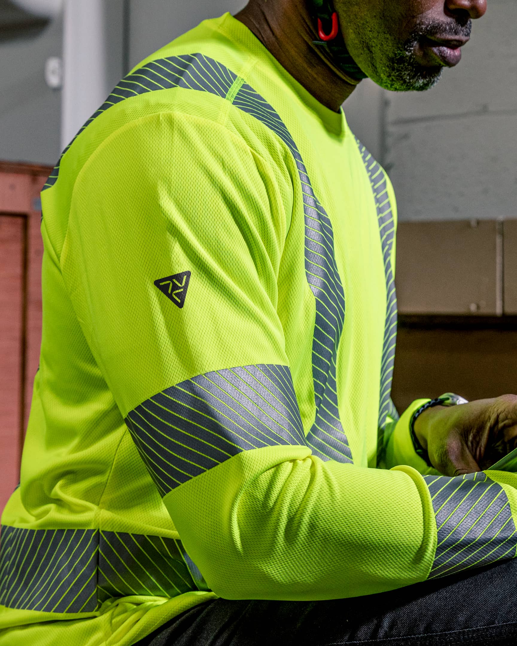 Vohl Hi Vis Long Sleeve Reflective T-Shirt – Safety Yellow – SKU HV-LS-105, Lifestyle tablet | color:safety-yellow