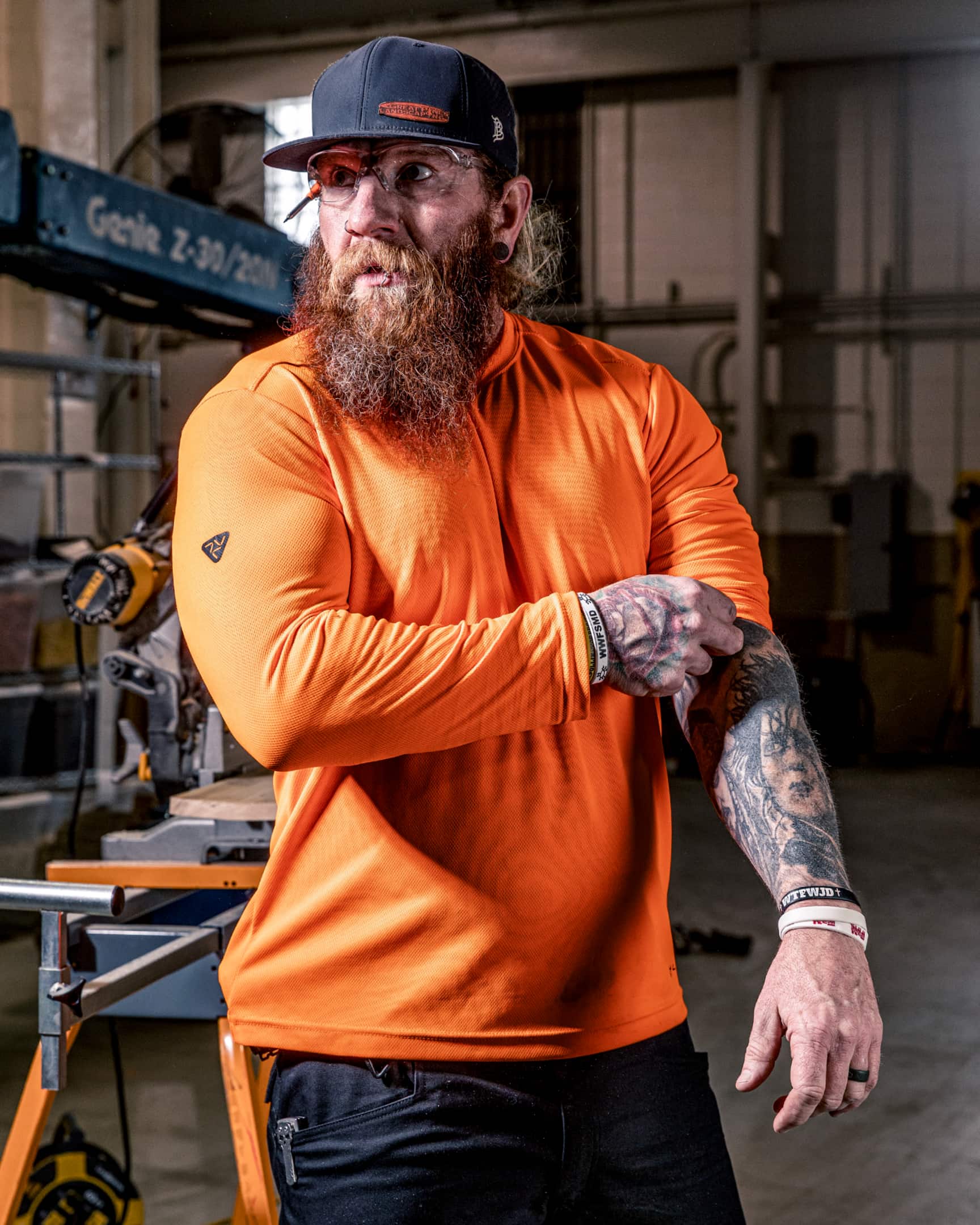 Vohl Hi Vis Long Sleeve T-Shirt – Safety Orange – SKU HV-LS-200, lifestyle | color:safety-orange