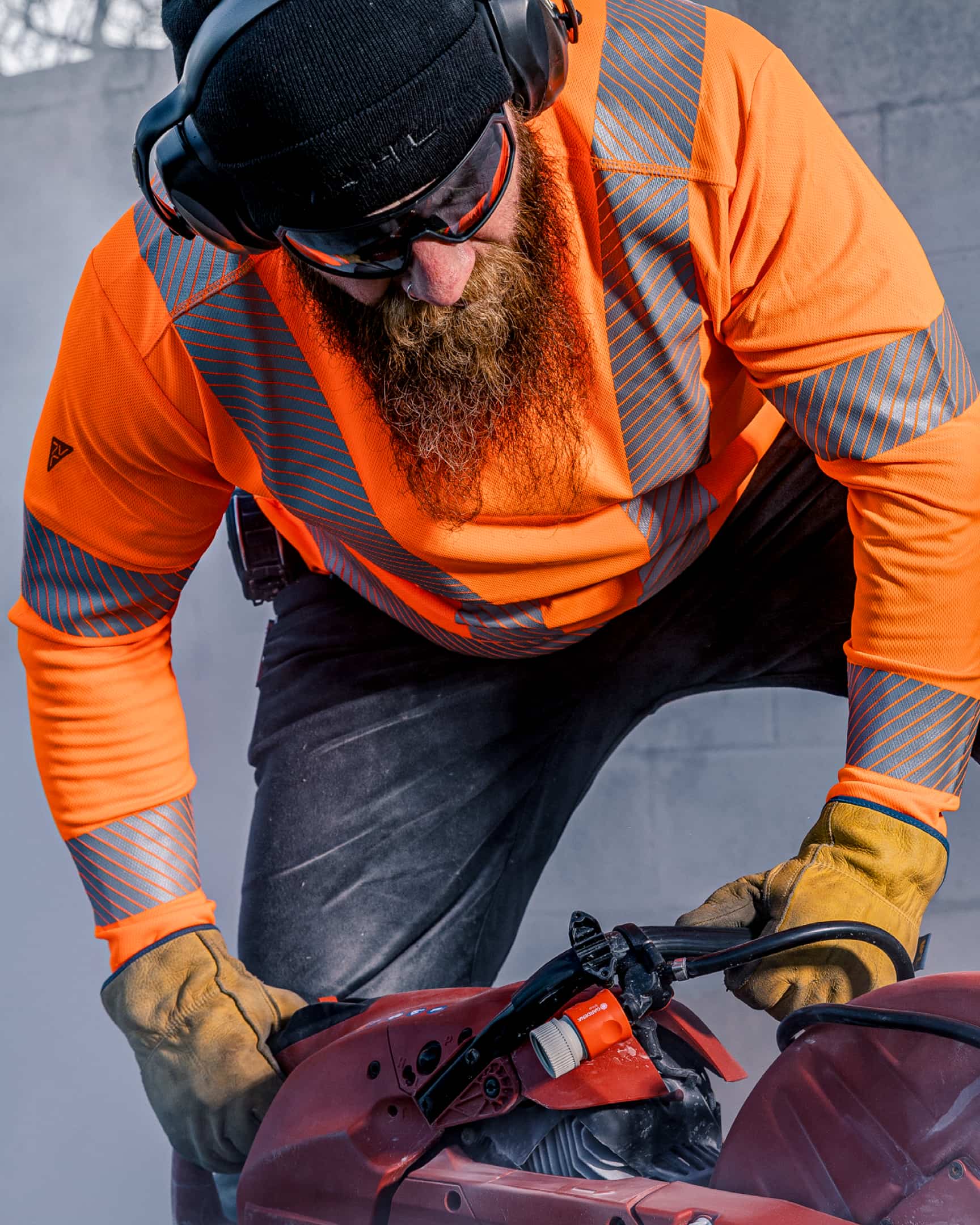 Vohl Hi Vis Long Sleeve Reflective T-Shirt – Safety Orange – SKU HV-LS-205, Lifestyle 01 | color:safety-orange