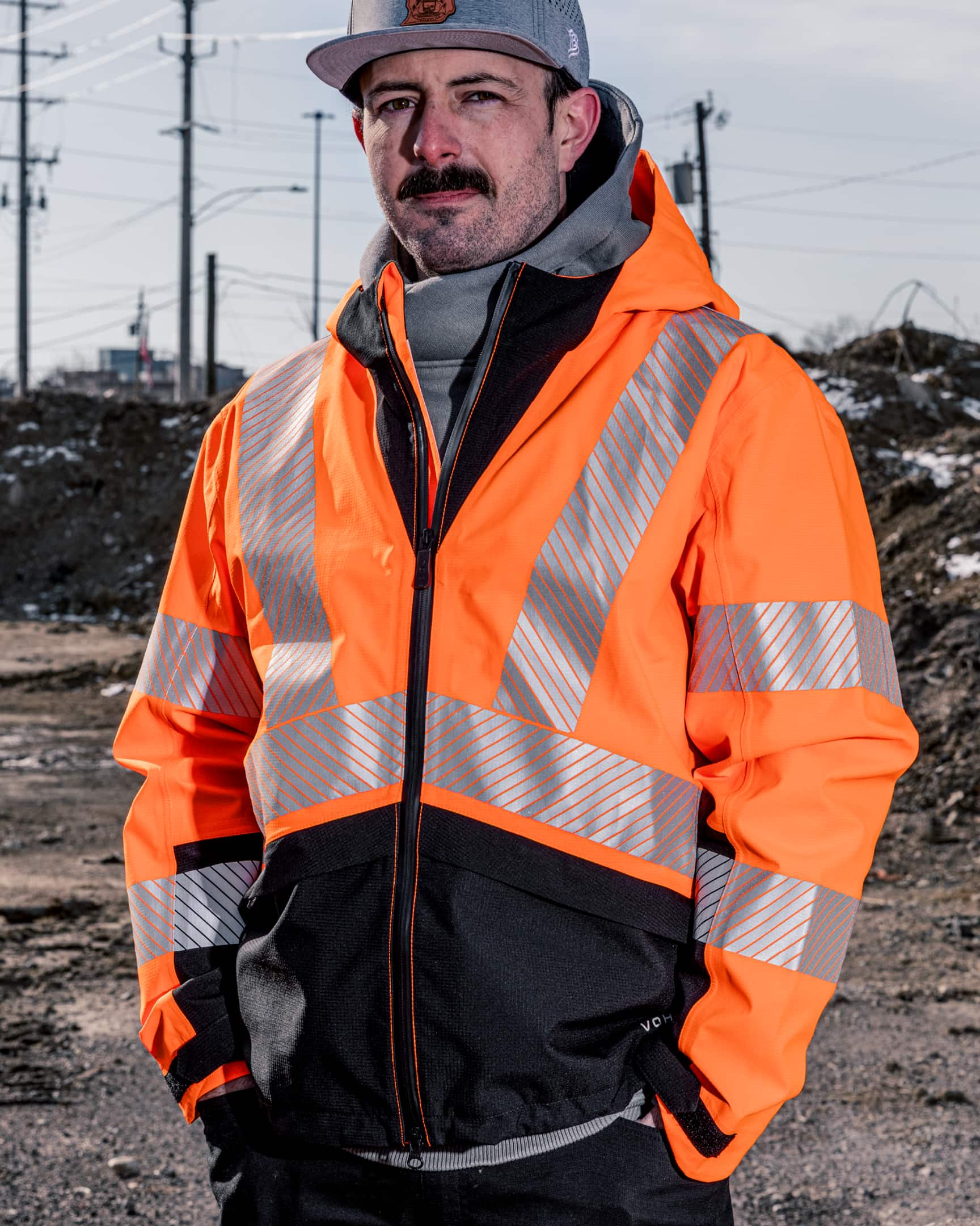 Vohl Hi Vis Waterproof Shell Jacket – Safety Orange – SKU HV-SJ-205, lifestyle | color:safety-orange