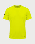 Vohl Hi Vis Short Sleeve T-Shirt – Safety Yellow – SKU HV-SS-100, front view with crew neck and athletic fit | color:safety-yellow