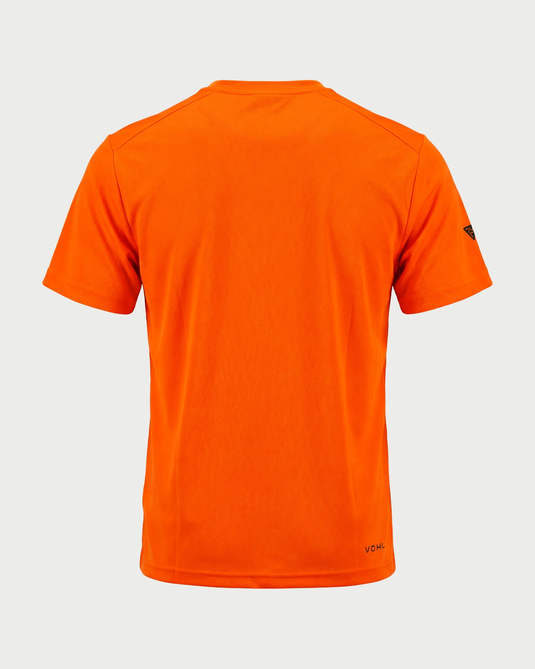 Vohl Hi Vis Short Sleeve T-Shirt – Safety Orange – SKU HV-SS-200, back view with short sleeve coverage | color:safety-orange