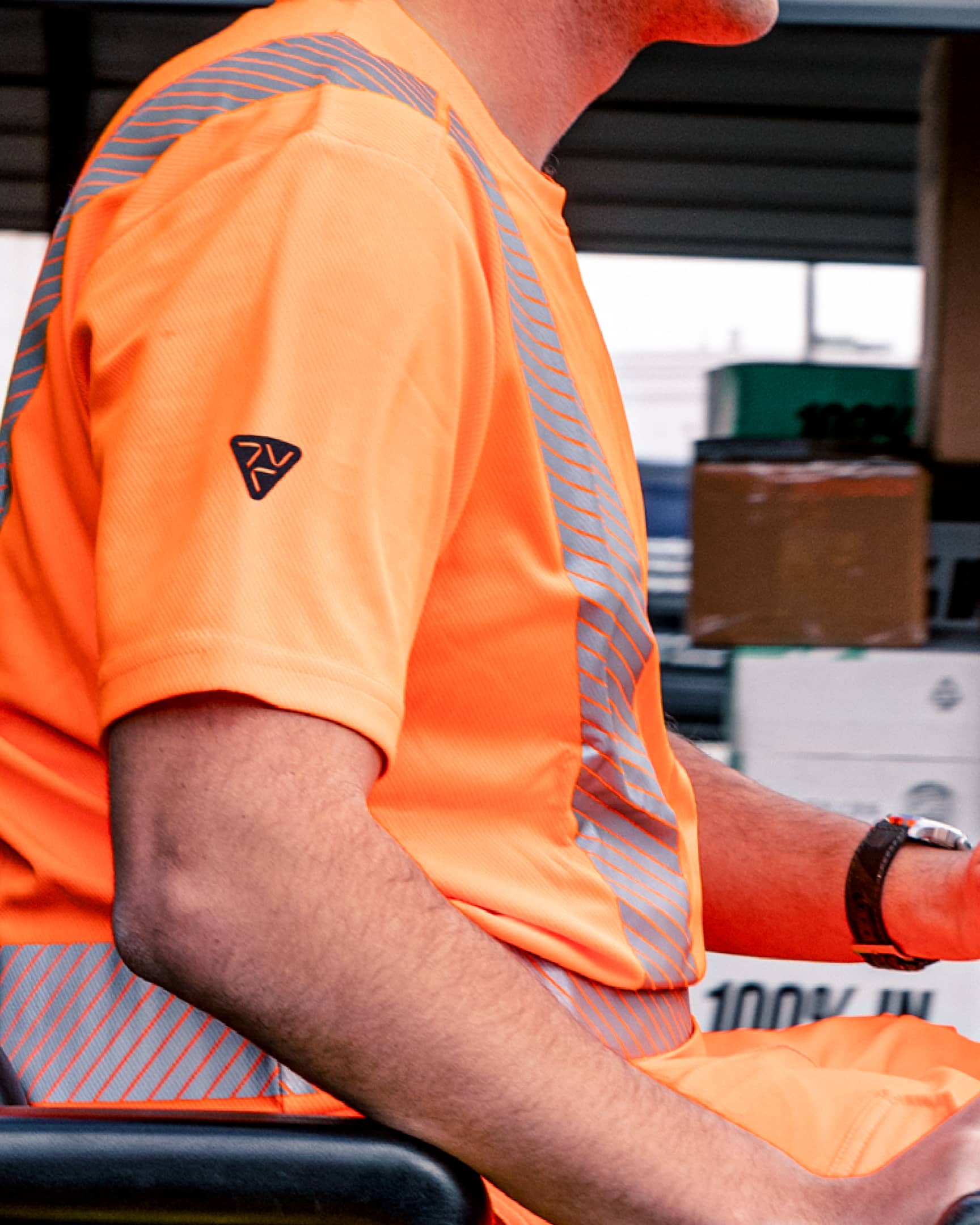 Vohl Hi Vis Short Sleeve Reflective T-Shirt – Safety Yellow – SKU HV-SS-105,  Lifestyle  2| color:safety-orange
