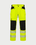Vohl Hi Vis Utility Pant – Safety Yellow – SKU HV-UP-105, front view with Cordura reinforced knee panels and reflective leg bands | color:safety-yellow