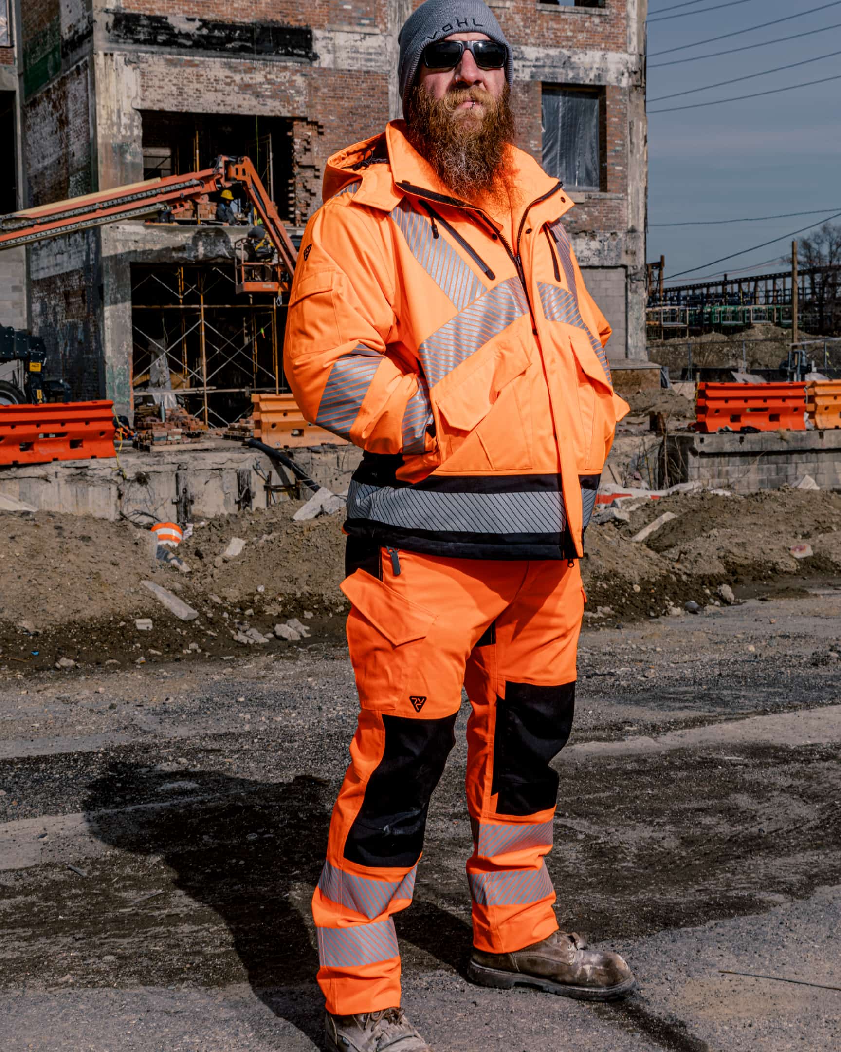 Vohl Hi Vis Utility Pant – Safety Orange – SKU HV-UP-205, lifestyle man | color:safety-orange