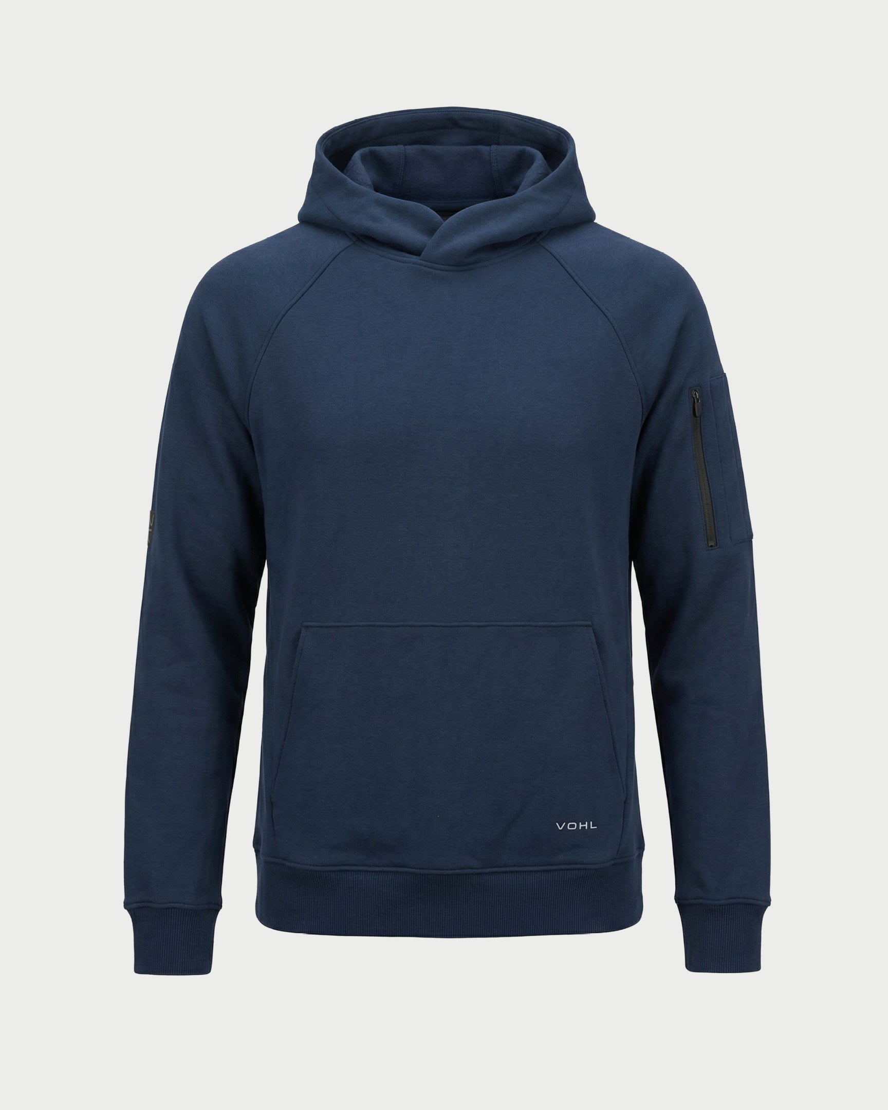 Vohl Heavyweight Fleece Hoody - Detroit Blue - SKU WW-PO-600, front view with kangaroo pocket and ribbed cuffs | color:detroit-blue