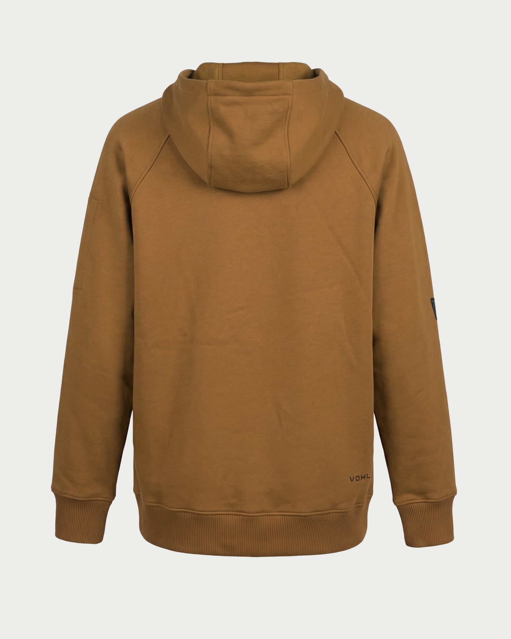 Vohl Heavyweight Fleece Hoody – Tobacco – SKU WW-PO-800, back view with relaxed fit and ribbed hem | color:tobacco