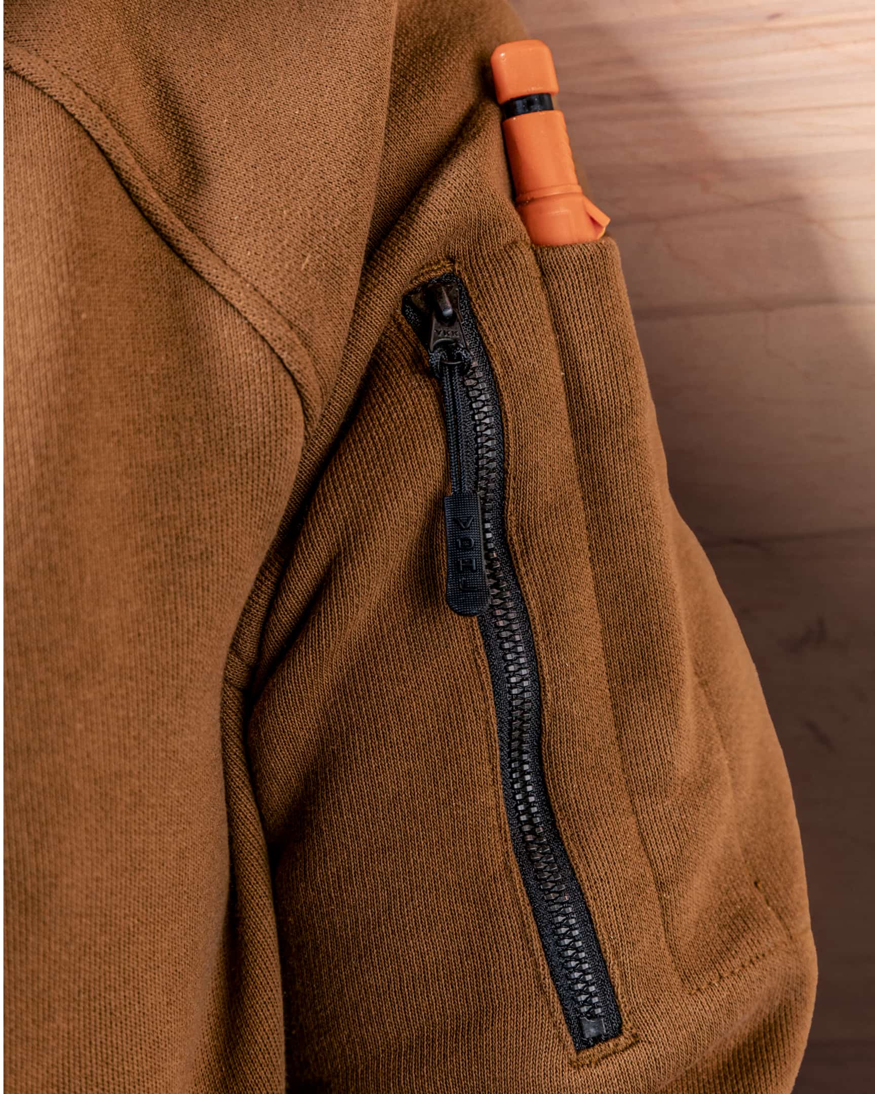 Vohl Heavyweight Fleece Hoody – Tobacco – SKU WW-PO-800, lifestyle pen holder | color:tobacco