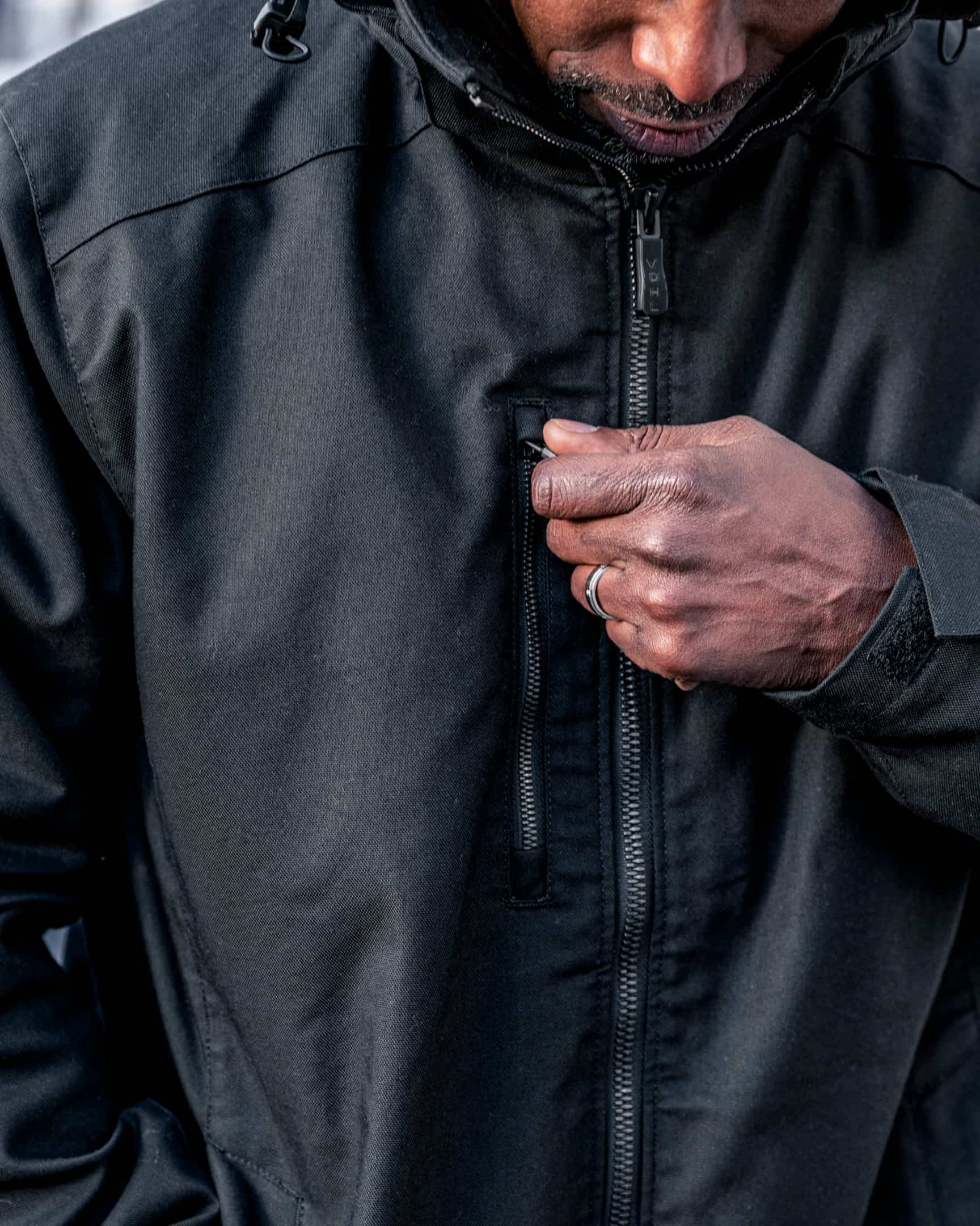 Vohl Lined Winter Jacket – Black – SKU WW-WJ-900, lifestyle zip | color:black